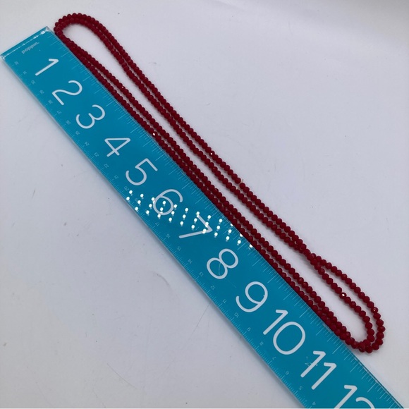 Long Red Faceted Bead Necklace - Picture 4 of 4